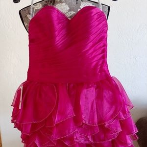 Hot pink strapless dress